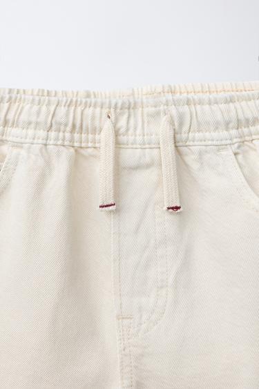 BAGGY BERMUDA SHORTS WITH LABEL - Ecru by Zara - Image 2