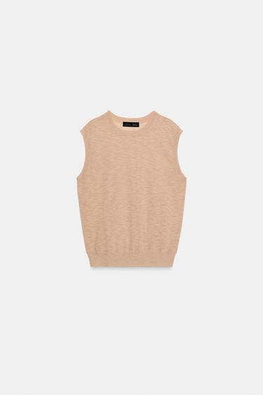 TOP PUNTO EXTRAFINO CON LANA - Rosa empolvado de Zara