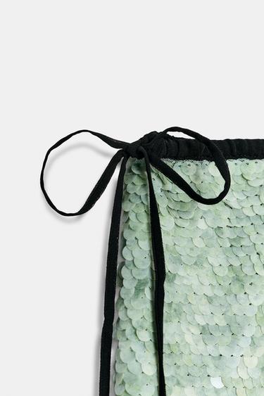 JUPE À SEQUINS ZW COLLECTION - Vert d'eau de Zara - Image 13