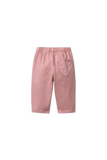 PANTALON EN SERGÉ BAGGY À POCHE CŒUR - Rose de Zara - Image 2