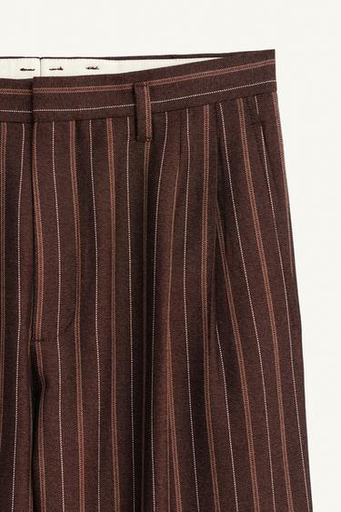 PANTALON WIDE FIT À RAYURES ÉDITION LIMITÉE - marron/blanc de Zara - Image 7