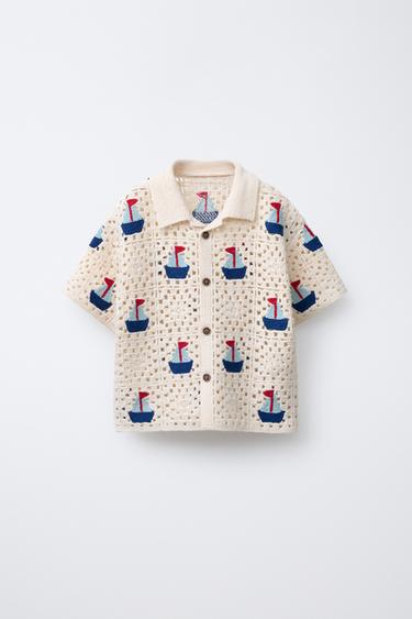 CAMISA PUNTO BARCOS CROCHET - Crudo de Zara