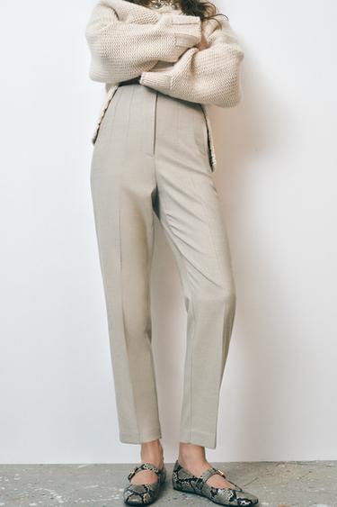 HIGH-WAIST TROUSERS - Sand by Zara