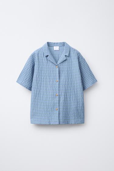 6-14 ANS/ PYJAMA CHEMISE ET BERMUDA À CARREAUX - Bleu de Zara - Image 1