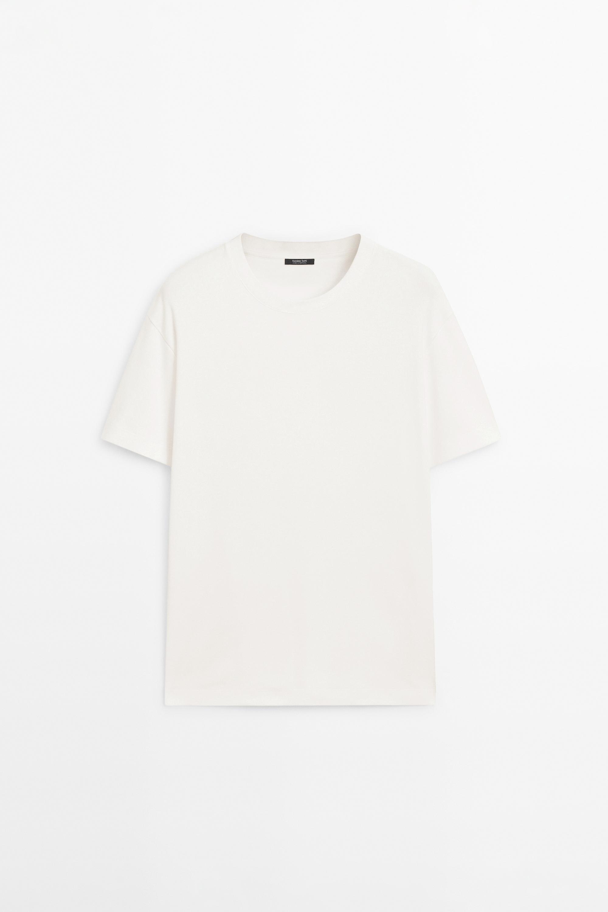 100% cotton short sleeve T-shirt — Ecru