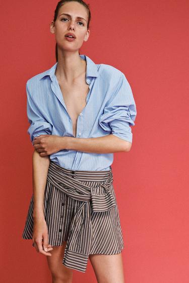 SHORT À RAYURES ET NŒUD - Marron de Zara - Image 5