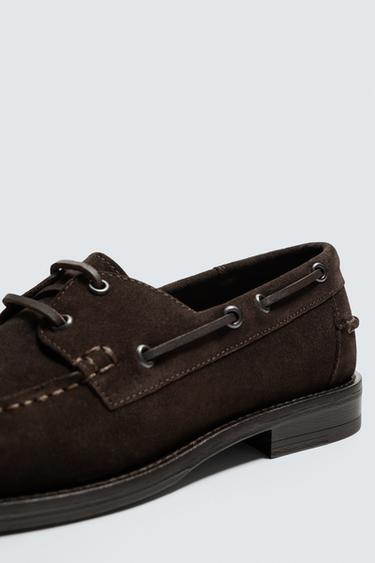 LIMITED EDITION SPLIT SUEDE DECK SHOES - Brown by Zara - Image 5