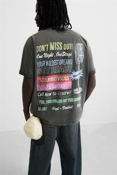 T-SHIRT DÉLAVÉ IMPRIMÉS - Anthracite foncé de Zara - Image 5