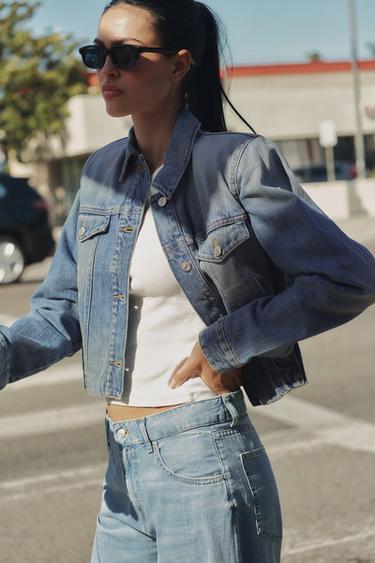 TRF DENIM JACKET WITH SHOULDER PADS - Blue by Zara