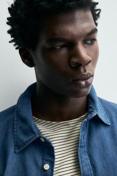 CHEMISE RELAXED FIT EN DENIM - Bleu moyen de Zara - Image 4