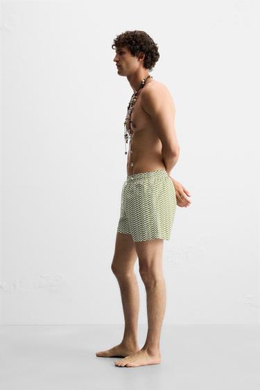 WAVY MID-LENGTH SWIMMING TRUNKS - Ecru by Zara - Image 4
