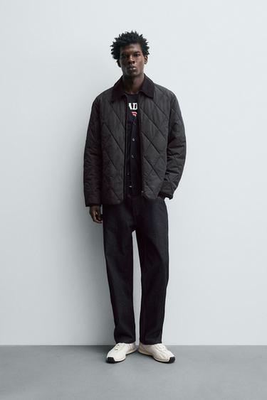 CONTRAST COLLAR QUILTED JACKET - Black by Zara