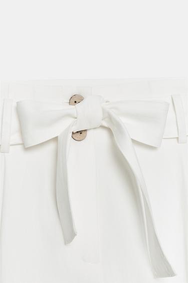 TIE-BELT BERMUDA SHORTS - White by Zara - Image 8