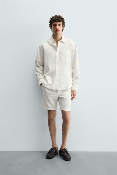 Zara REGULAR FIT COMFORT SHORTS - Oyster-white