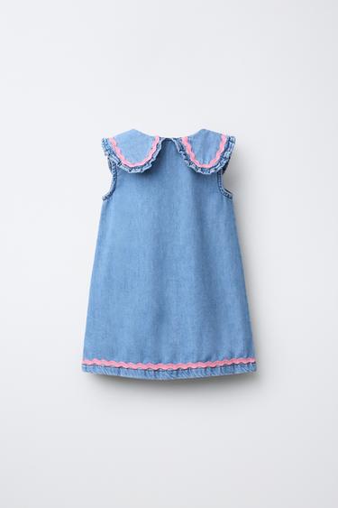 ROBE EN DENIM À COL CLAUDINE - Bleu de Zara - Image 1