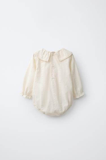 EMBROIDERED FLORAL BODYSUIT — Ecru 2