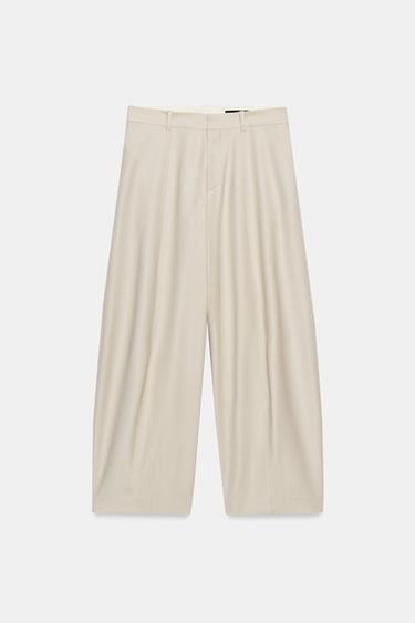 PANTALON BALLON MÉLANGE LAINE ZW COLLECTION - Beige de Zara - Image 4