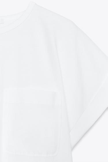 POPLIN POCKET T-SHIRT - White by Zara - Image 6