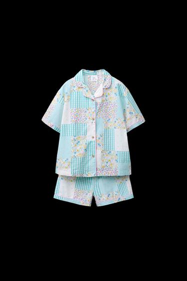 6-14 YEARS/ PATCHWORK SHIRT AND BERMUDA PYJAMAS - Ecru by Zara - Image 0