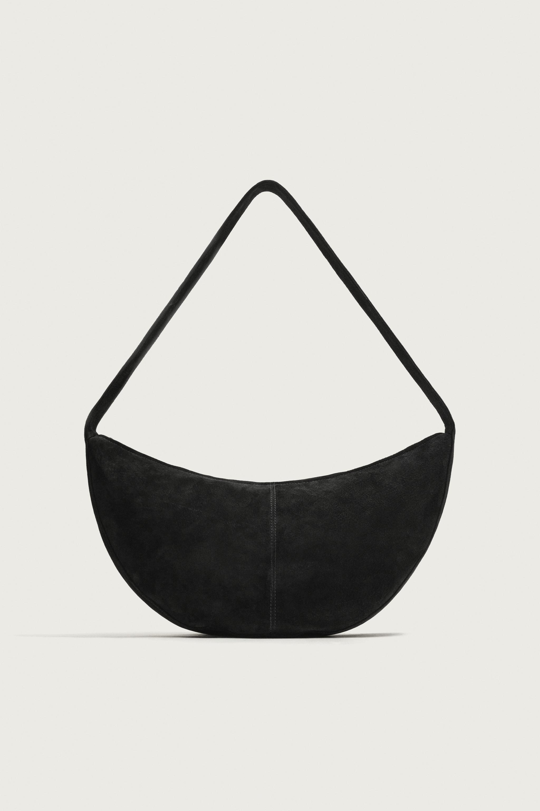 LEATHER SHOULDER BAG — Black