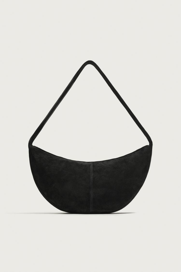 LEATHER SHOULDER BAG — Black