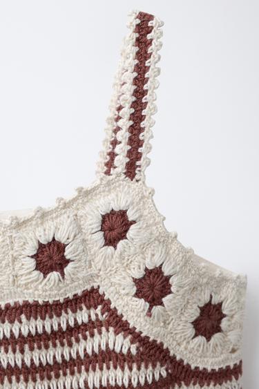 COMBINED KNIT CROCHET TOP - Terracotta by Zara - Image 2