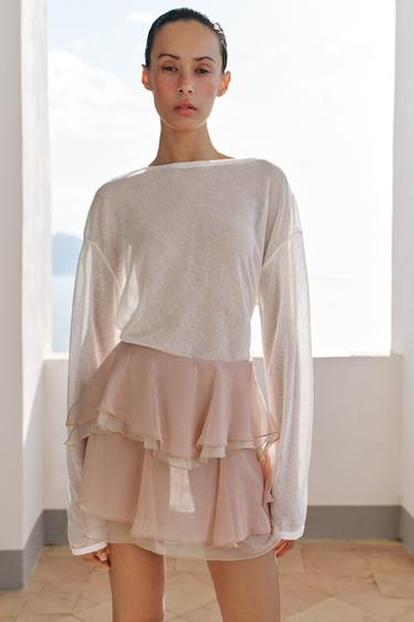 MINI SKIRT WITH RUFFLES - Light pink by Zara