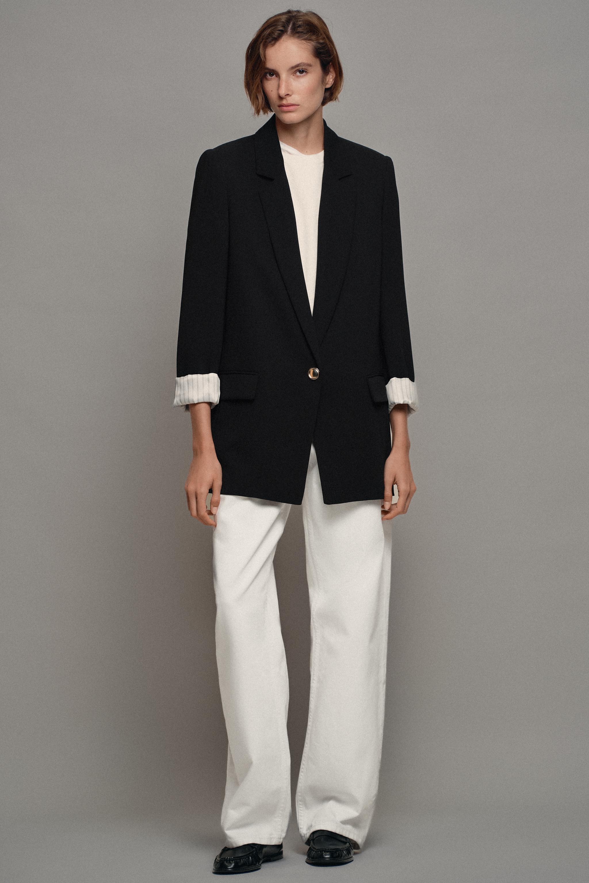 ショルダーパッド＆プリントカフ ブレザー - ブラック | ZARA Japan / 日本