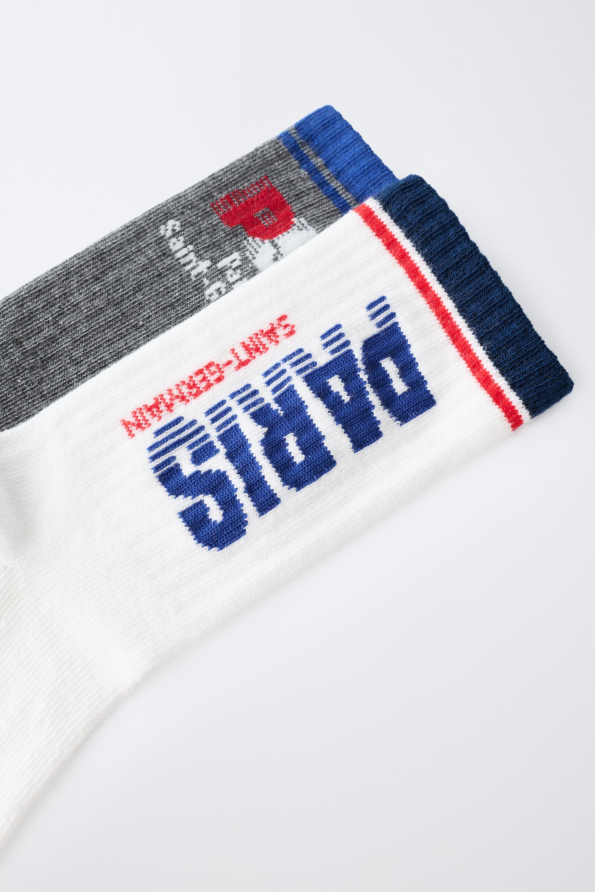 TWO-PACK PSG® MID-LENGTH SOCKS — White / Gray