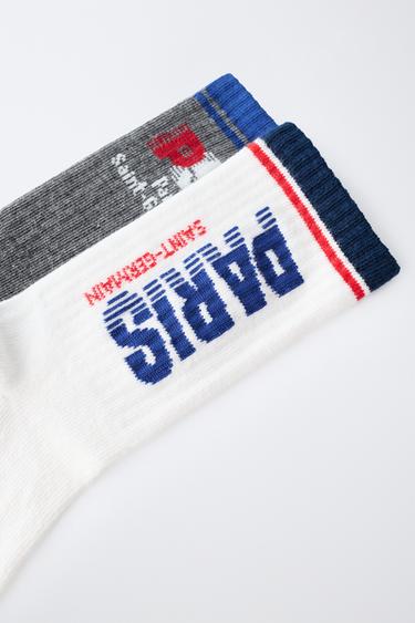 TWO-PACK PSG® MID-LENGTH SOCKS — White / Gray 2