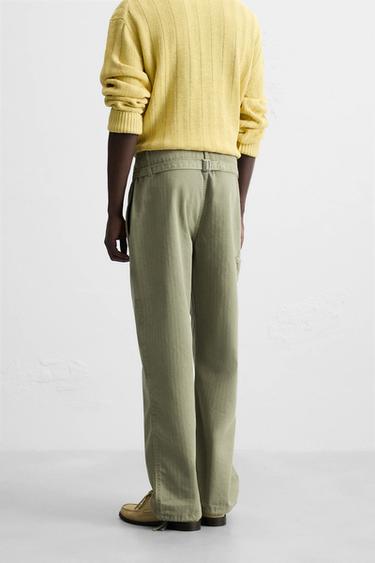 WASHED CARPENTER TROUSERS - mid khaki by Zara - Image 2