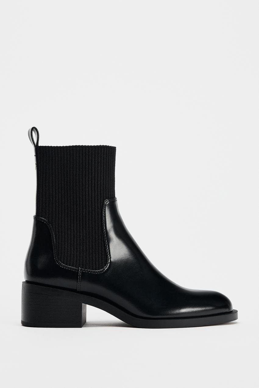 エナメル加工テキスタイルショートブーツ - ブラック | ZARA Japan / 日本
