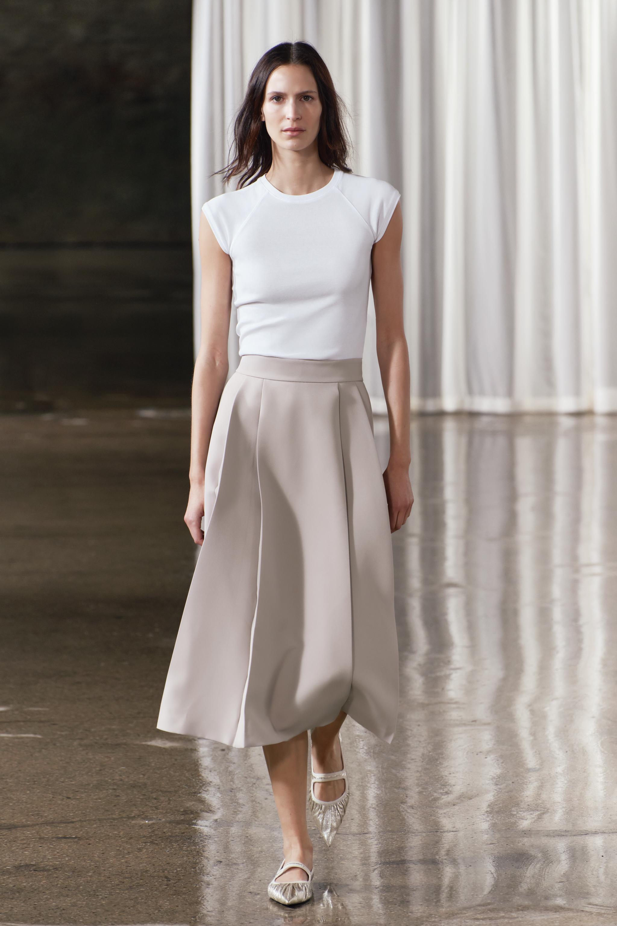 PLEATED LAYERED SKIRT ZW COLLECTION - Pearl gray | ZARA Canada
