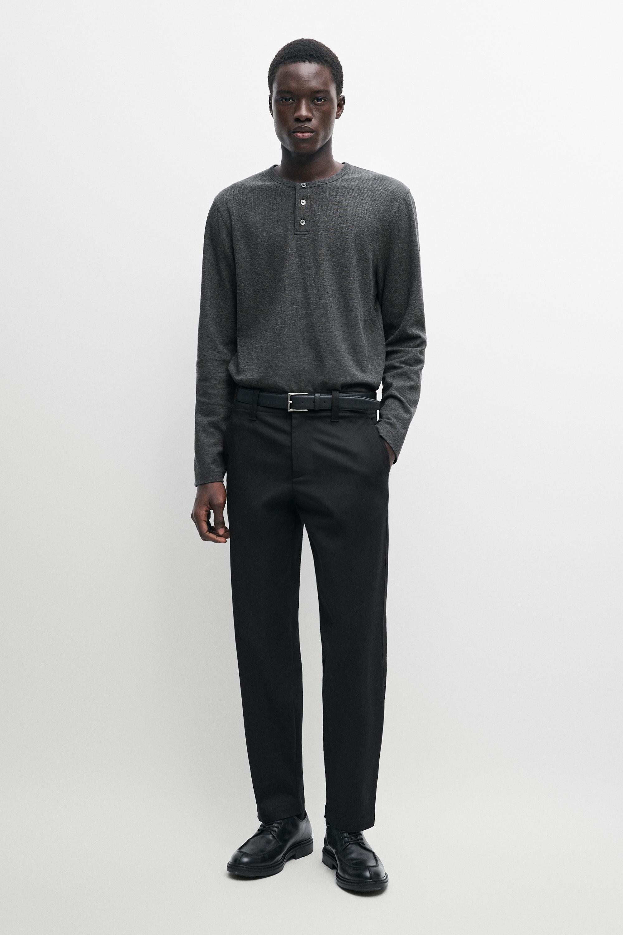 Cotton blend henley T-shirt