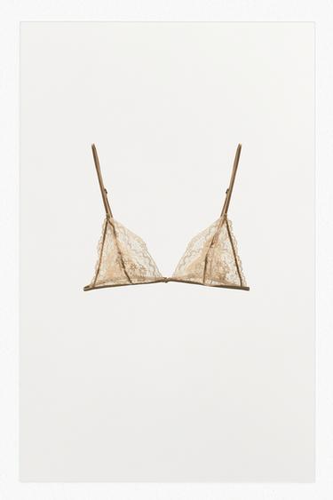 LACE TRIANGLE BRA - Ecru by Zara