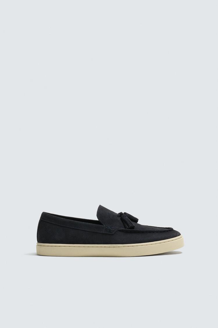 ZARA CASUAL LEATHER LOAFERS WITH TASSELS