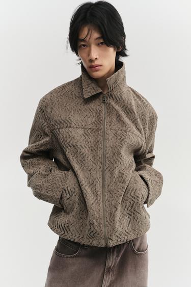 Zara 提花紋理外套 - 米色