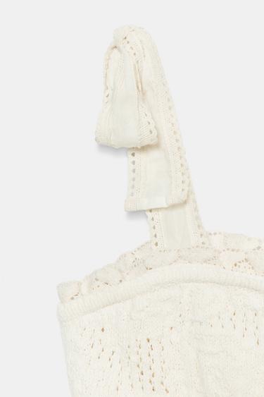 TOP ROMANTIQUE EN MAILLE À NŒUDS - Écru / Beige de Zara - Image 6