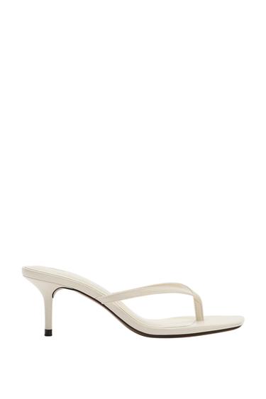 HEELED SANDALS WITH SQUARE TOE - Ecru White by Zara