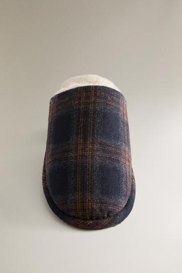 WARM CHECK SLIPPERS - Navy Blue by Zara - Image 4