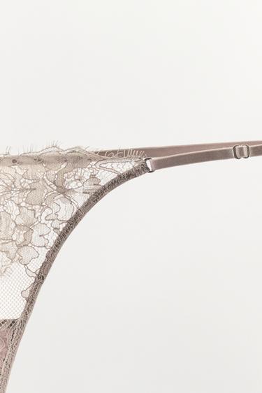 TANGA EN DENTELLE - Gris / Beige de Zara - Image 7