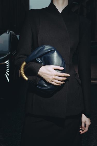 Zara 金屬提把手拿包 - 藏青色