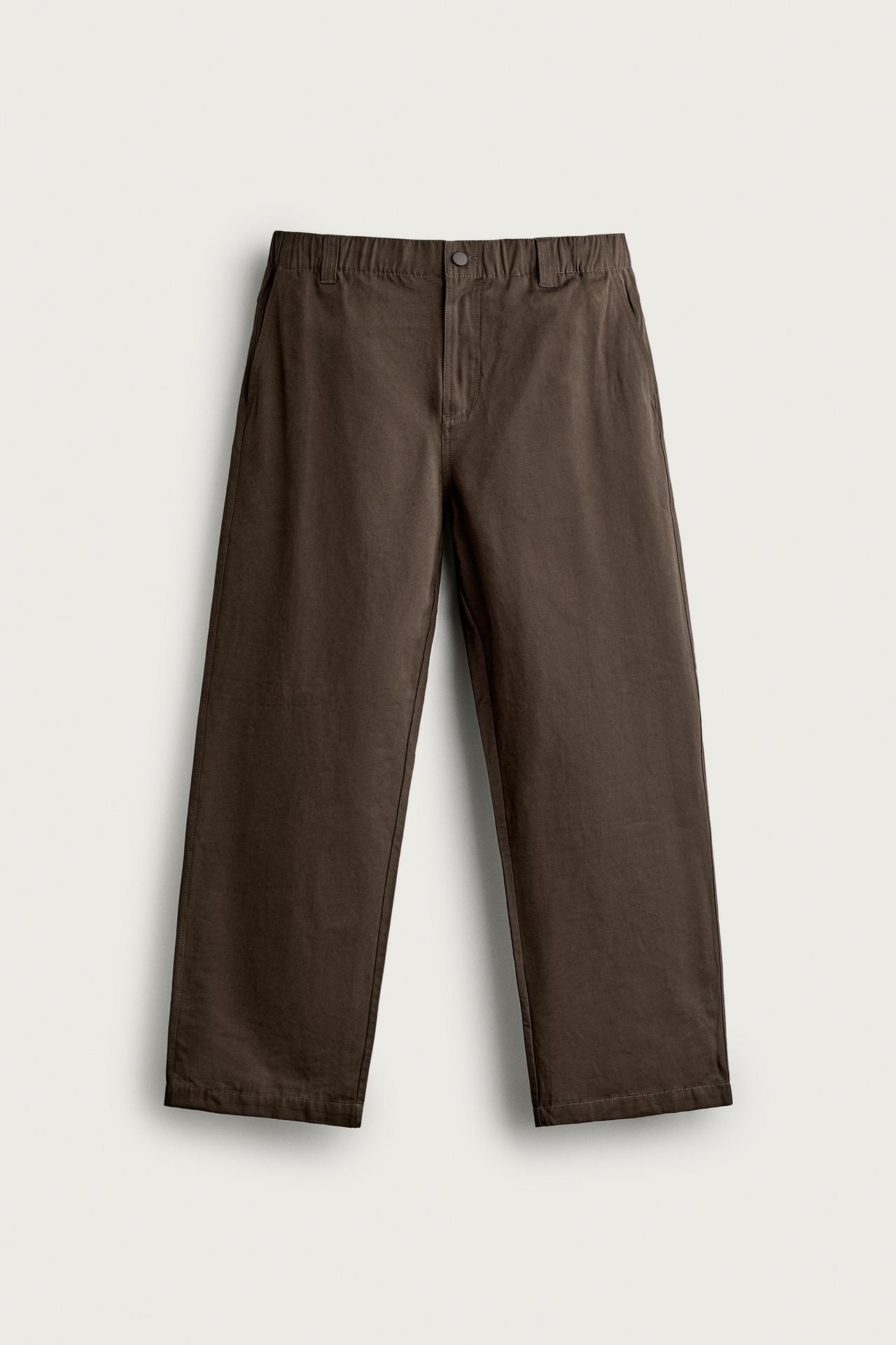 SOFT RELAXED-FIT PANTS — Brown