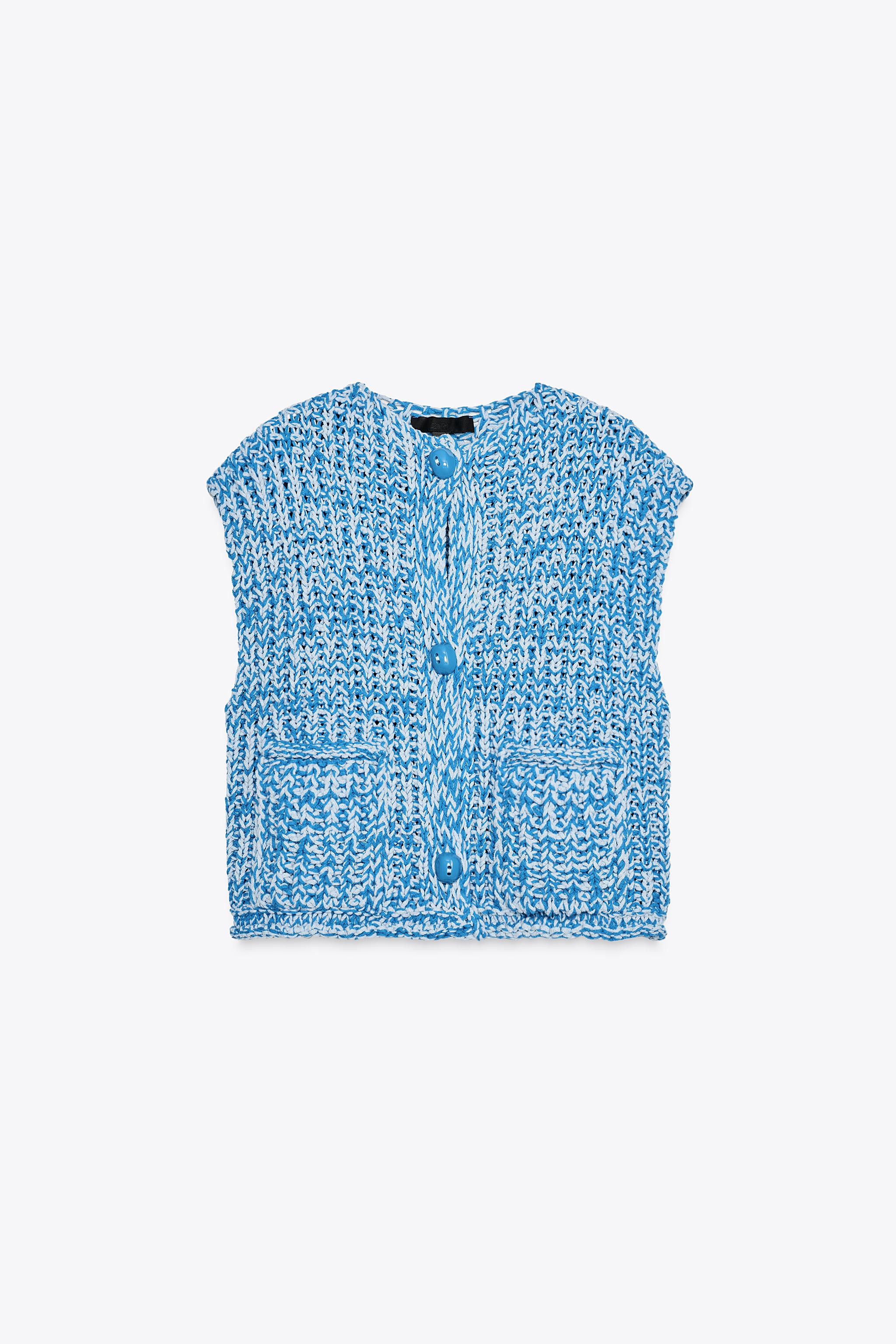 CHUNKY KNIT VEST - Blue | ZARA United States CHUNKY KNIT VEST - Blue | ZARA United States
