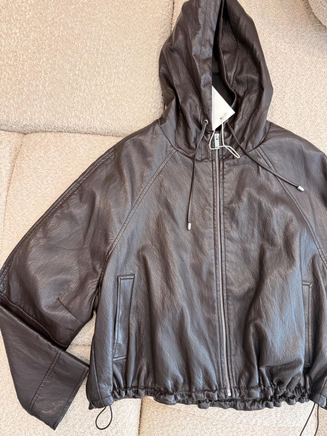 LEATHER EFFECT JACKET BROWN - Image 4