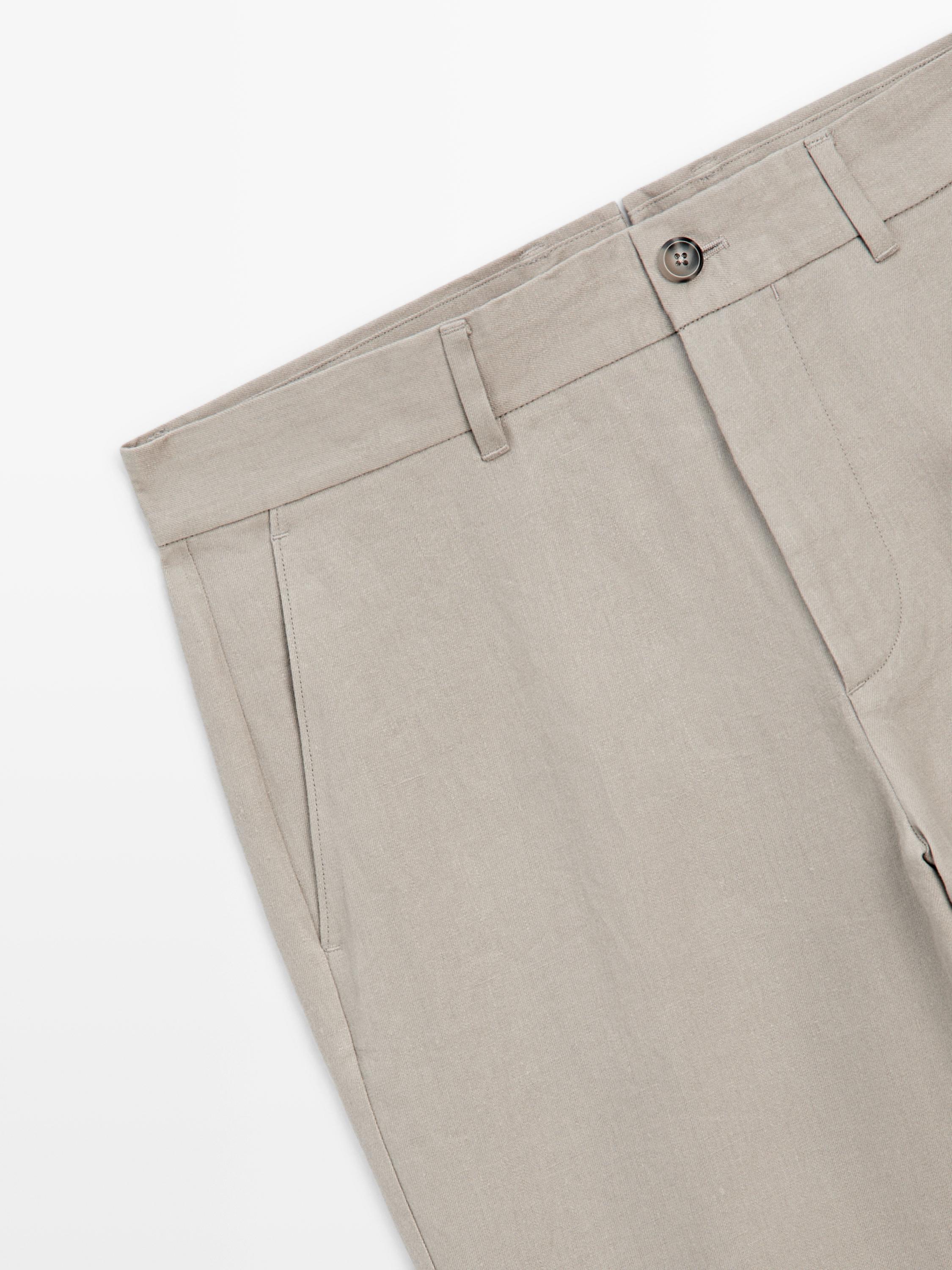 100% linen tapered fit trousers