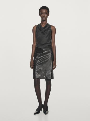 Zara Animal print leather mini skirt - Black - Image 0
