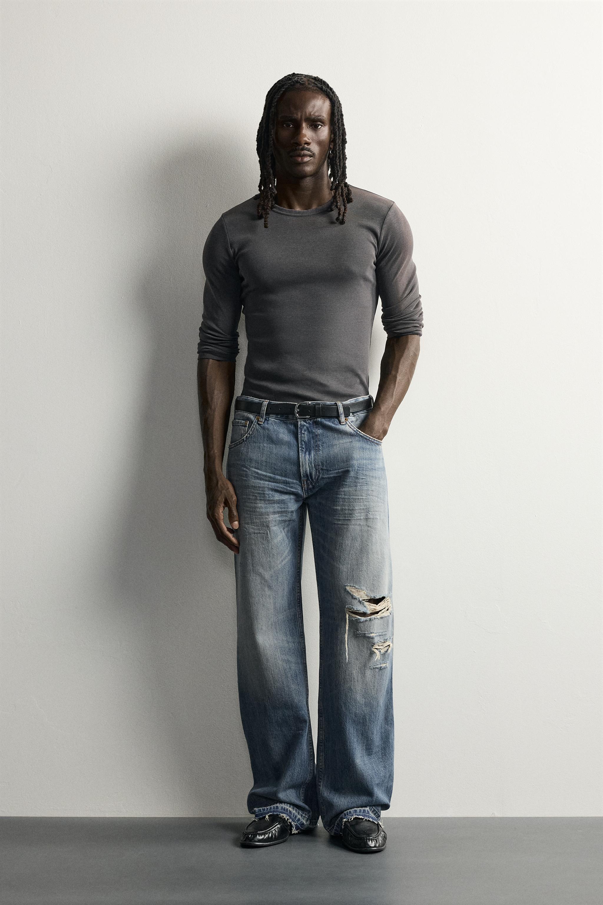 Мужские джинсы Zara LOW-RISE DISTRESSED BOOTCUT JEANS