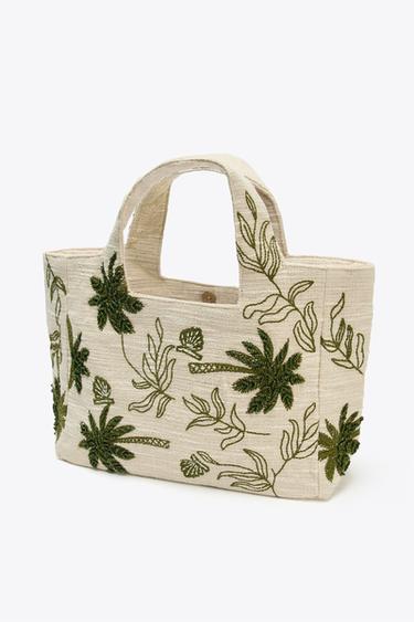 EMBROIDERED FABRIC TOTE BAG - Ecru by Zara - Image 2