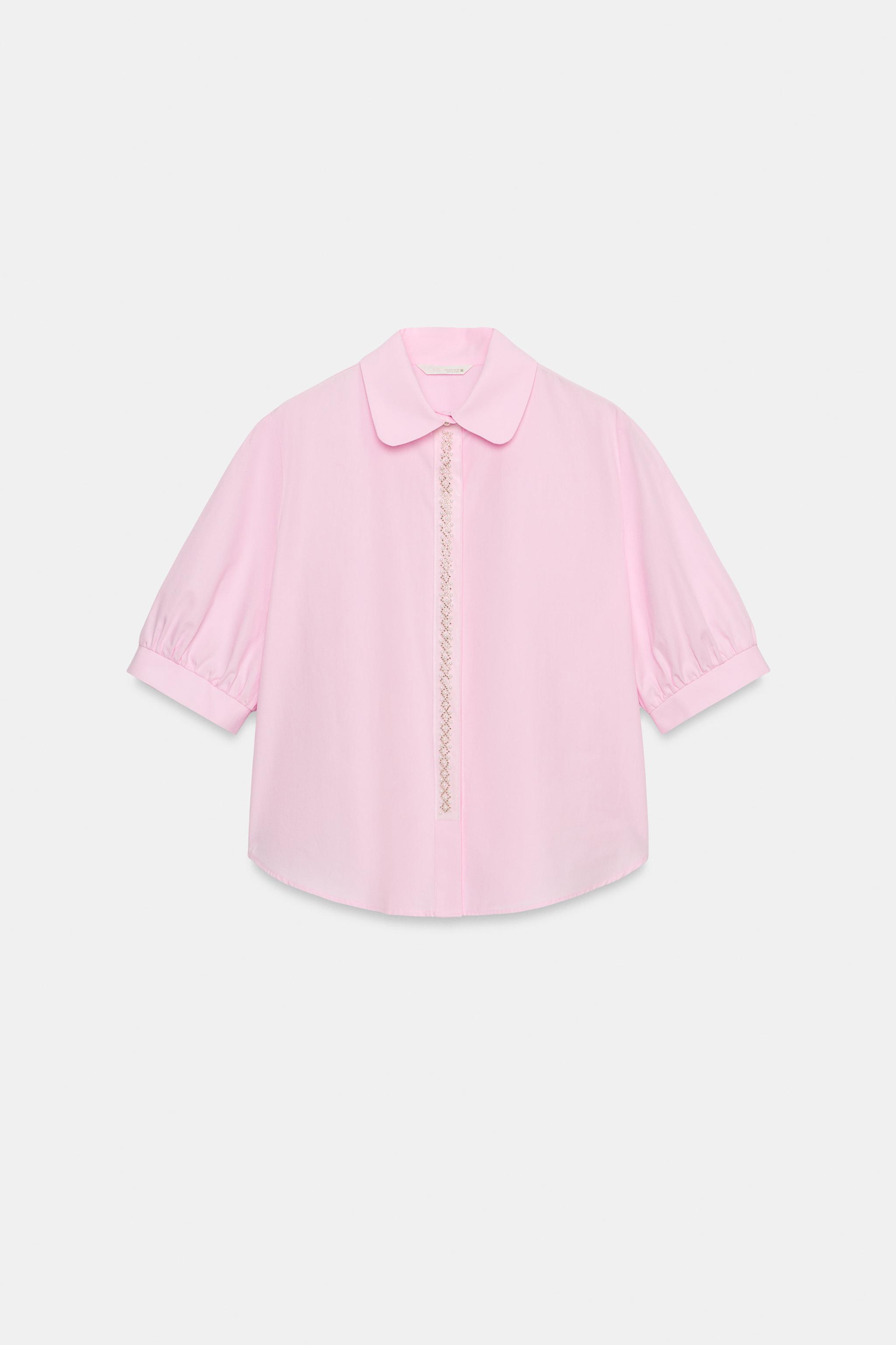 SHORT SLEEVE SHIRT WITH PEARLS
